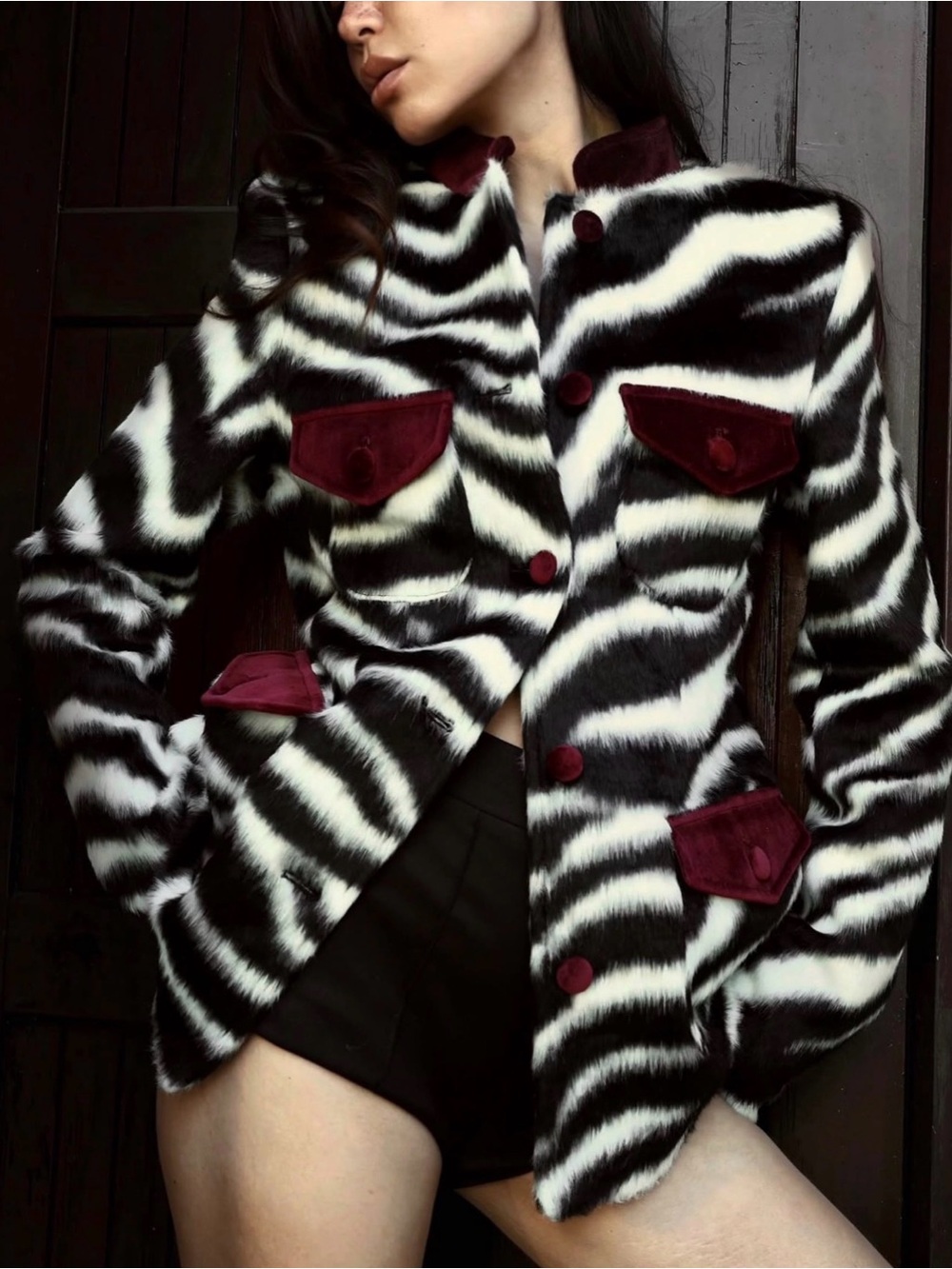 CARELLI The Zelda Tailored Jacket in Zebra Print Size Small VGUC